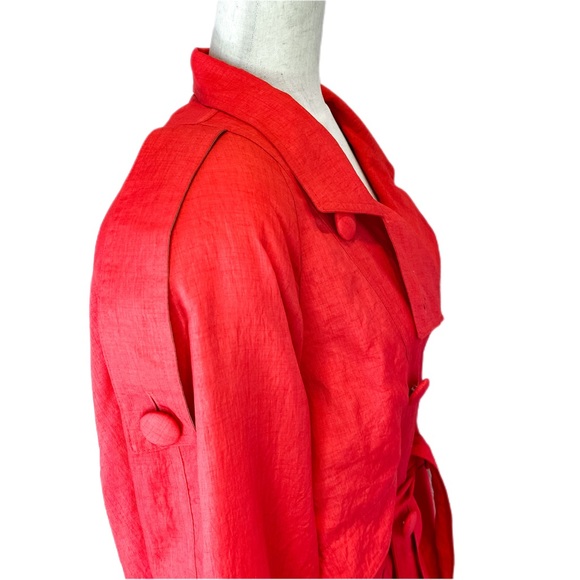 Vintage Belted Windbreaker Trench Shoulder Pads Size 12 - Picture 8 of 10